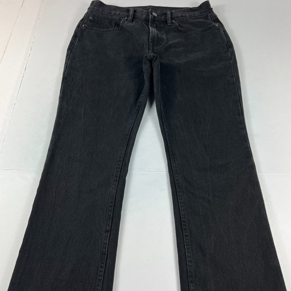All Saints Jeans Women's 26 Serene Destroy Cropped Black Kick Flare Faded Denim